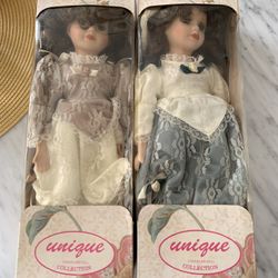 2 Porcelain Victorian Dolls 