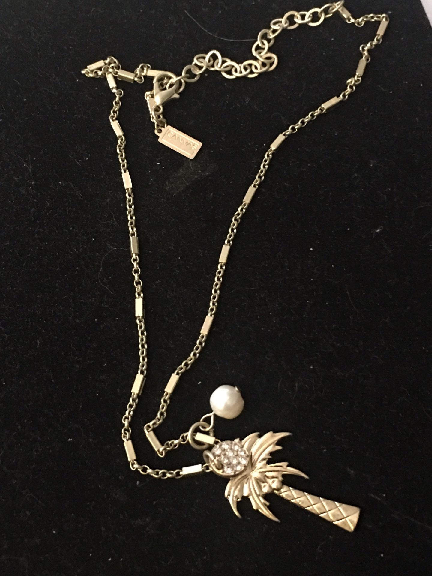 17” necklace with palm tree ..pearl ..sand dollar charms..