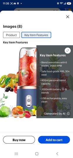 Portable Personal Blender USB Rechargeable