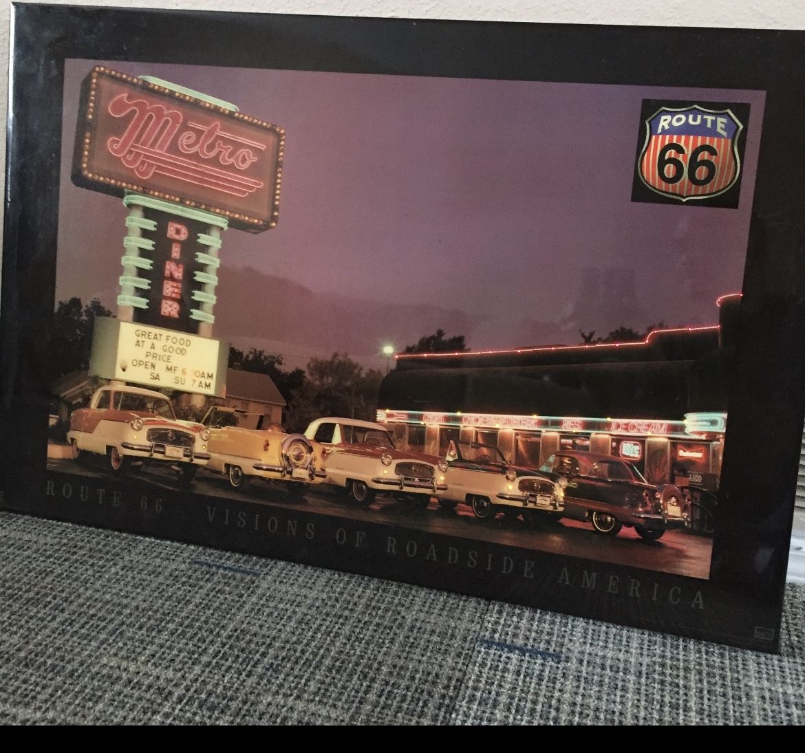Route 66 Large Wall PictureCollectible Lights Up 36”x24” Works( make Offer)