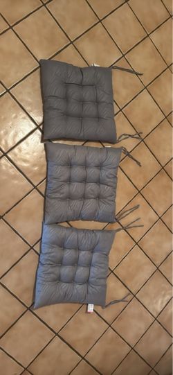 Gray Tufted Chair Cushions Set of 3