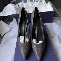 Stuart Weitzman Daisy Pumps – Pyrite Nocturn Glitter, US 7.5, 10cm Heel