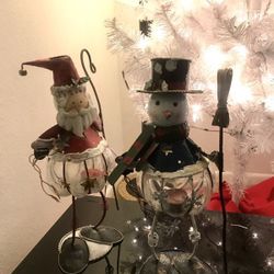Santa Claus/ snowman candle holders