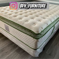 14in Queen Size Elite Organic Superior Hybrid Gel Memory Foam Pillow Top Mattress and Boxspring