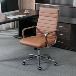 Brand New Modern Ergonomic Camel Leather Office Chair (Assembled) Price: