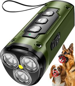  1-Touch Dog Bark Deterrent Devices with 3 Sonic Heads,Portable 50ft Range Anti Barking Device for Dogs,Rechargeable & Safe Dog Training Tool with Fla