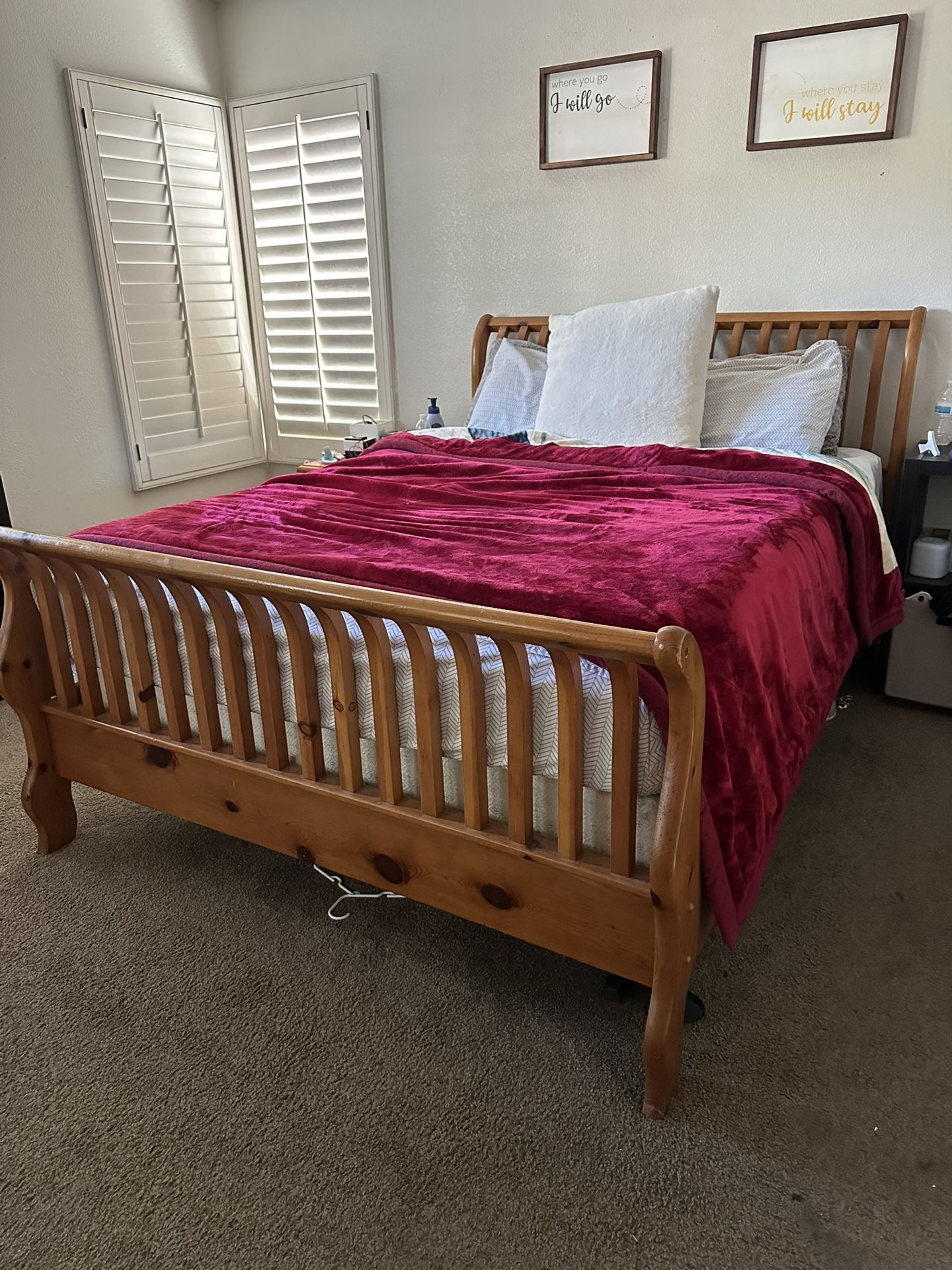 Amish Slat Sleigh Bed Frame