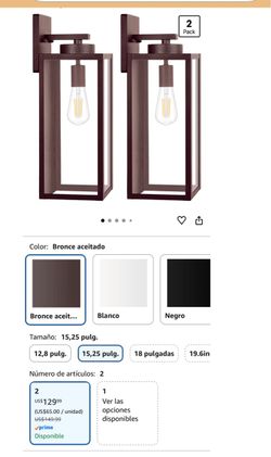 Outdoor Wall Sconces 2-Pack, Bronze, 15.25"