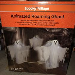 Halloween Spooky Village Animated Roaming Ghost LED Lites Eerie Sounds