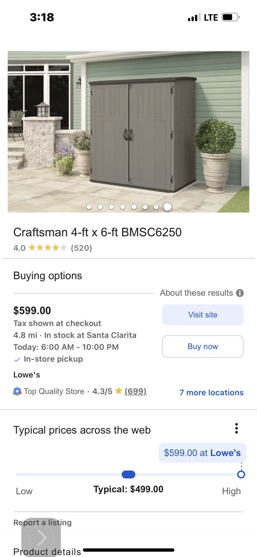 Craftsman 4 X 6‘ Shed