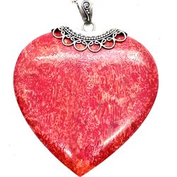 Sterling Coral Heart Necklace 