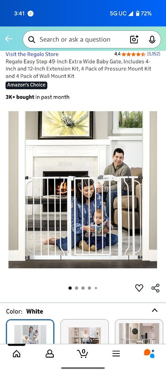 Regalo Easy Step 49-Inch Extra Wide Baby Gate, Includes 4-Inch and 12-Inch Extension Kit, 4 Pack of Pressure Mount Kit and 4 Pack of Wall Mount Kit