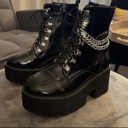 Black Gothic High Heel Boots -Size 9