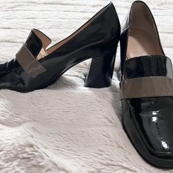 Franco Sarto Black Patent Leather Loafers 