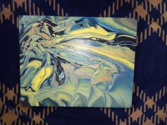 Abstract Fluid Pour Painting on Canvas