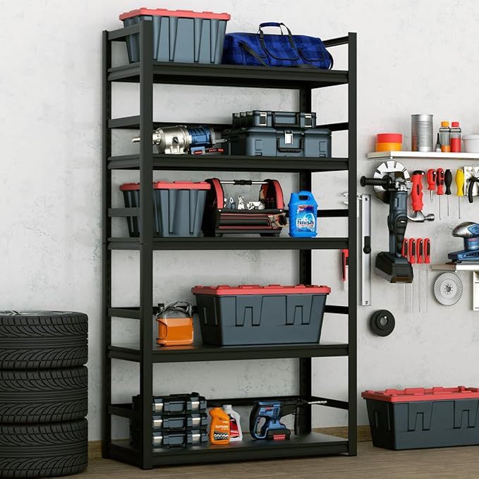 Heavy Duty Garage Shelving, 5-Tier Industrial Garage Storage Shelves Racks, Adjustable Metal Storage Shelving Units, 72.1" H*39.3" W*17.7" D