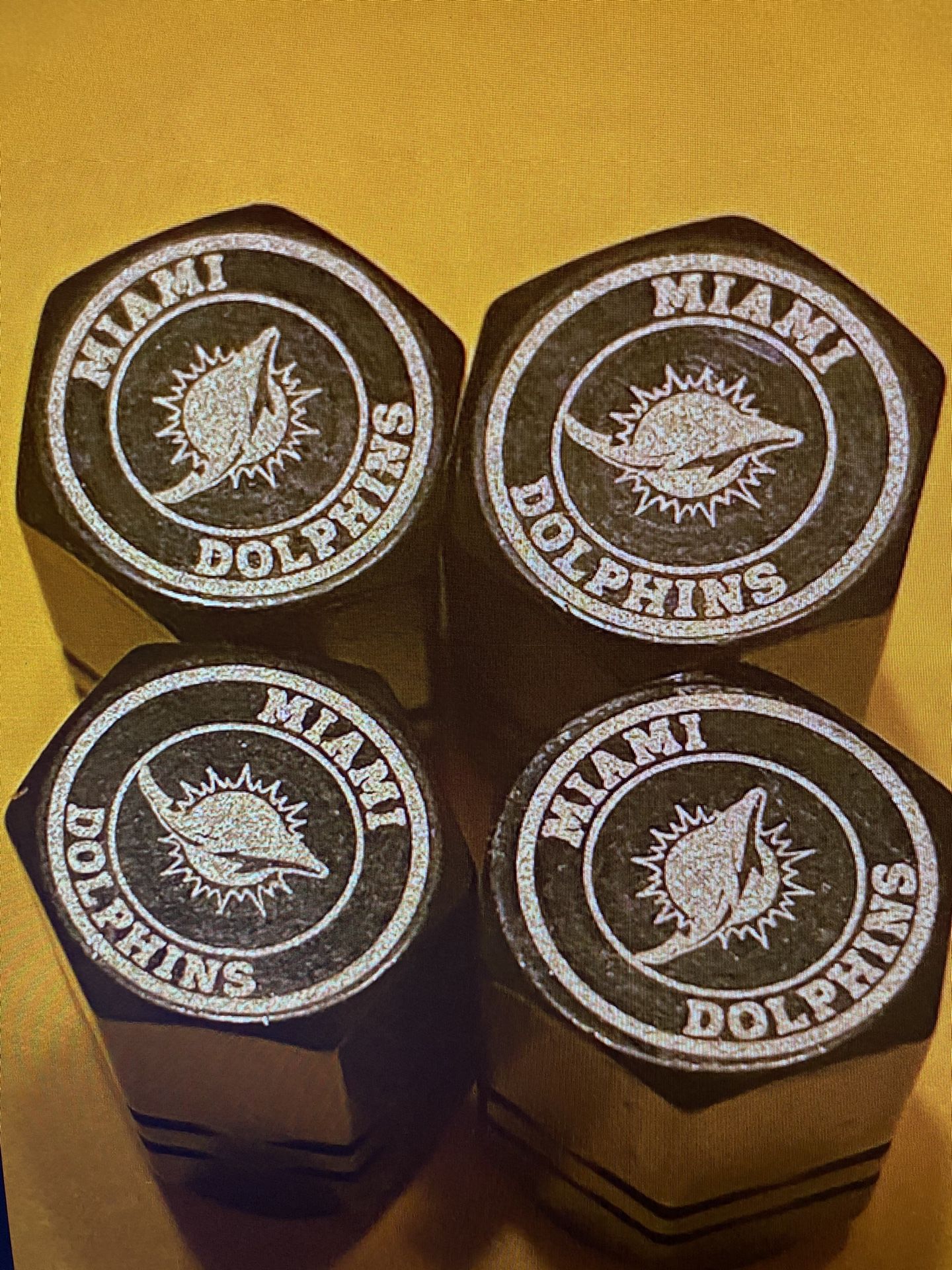 Miami dolphins tire valve stem caps four pack