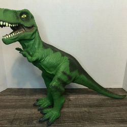 Tyrannosaurus Rex Dinosaur Figure Toy 2011 Green Large Rubber 2112A  12" X 20”