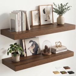 Brand New 36” Walnut Floating Shelves – 8 Available (7 Factory Sealed)