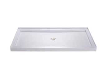 DreamLine SlimLine 60 in. x 36 in. Single Threshold Alcove Shower Pan Base in White with Center Drain