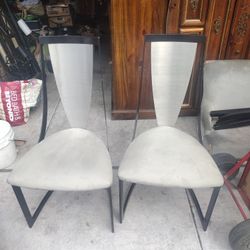 2 Metal And Cloth Dining Chairs 