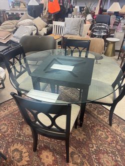 Round Glass Top Dining Table with 4 Chairs