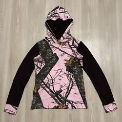 Vintage Break Up Infinity Pink Mossy Oak Camo Thermal Hoodie Women  Size Small