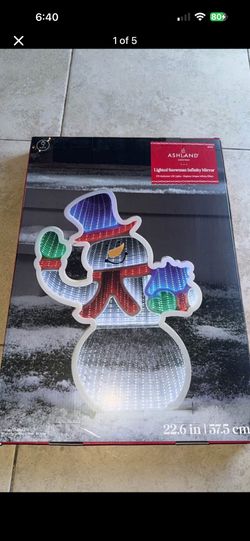 Snowman Christmas led mirror Christmas light stand / window decor indoor or outdoor home