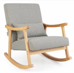 Grey Rocking Chair with Pillow Rocking Armchair