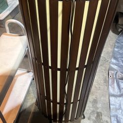 Vintage:  Contemporary Modernist Walnut Slat Cylindrical Floor Lamp