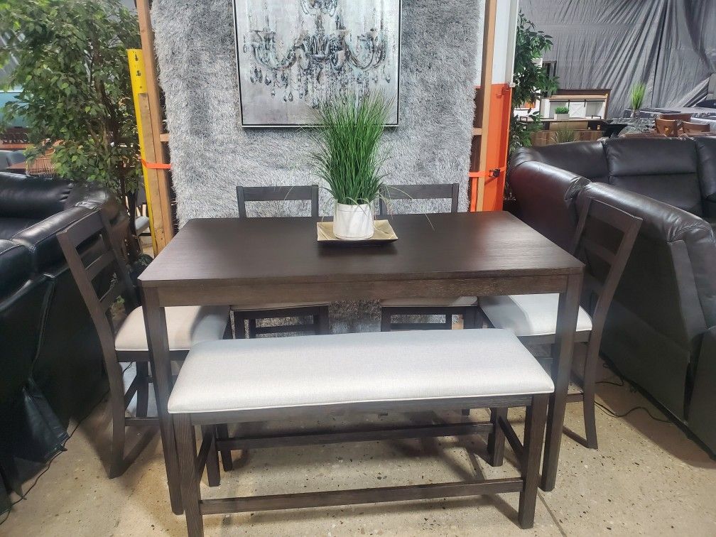 Beautiful 6 Pc Expresso Counter-height Dining Set (New)