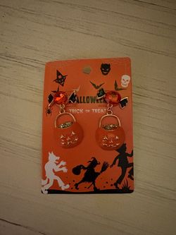Halloween Pumpkin Candy Basket Drop Earrings