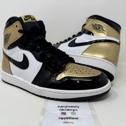 USED 2018 NIKE AIR JORDAN RETRO GOLD TOE 1 SIZE 10.5