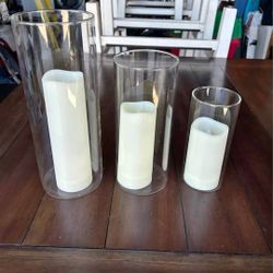 53 Hurricane Glass Candle Holders With 53 Flameless Candles
