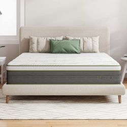NEW King Mattress, 12 Inch Gel Memory Foam Hybrid Mattress W/ Individual Pocket Springs !