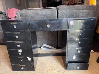 Black Vanity with plug and lights