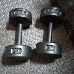Vintage York 30 Pound Dumbbells Cleaned Them Up Look Great 