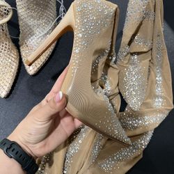 Rhinestone Mesh & Fishnet Pointed Heels