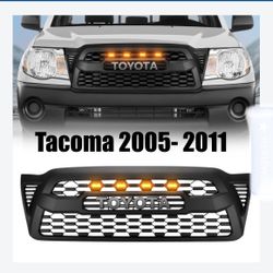 Black Grill With Amber Lights Led And Toyota Letters 