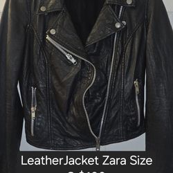 Leather Jacket Zara Size S