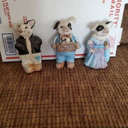 (3) 3" Pigs And (1) Baby Piglet.