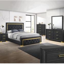 4- Pc Bedroom set Dresser,Mirror  Nightstand (1) Queen size bed frame  Not including Mattress and Box Sp