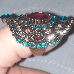 GORGEOUS CRYSTAL ENCRUSTED BAUBLE RING SIZE 7