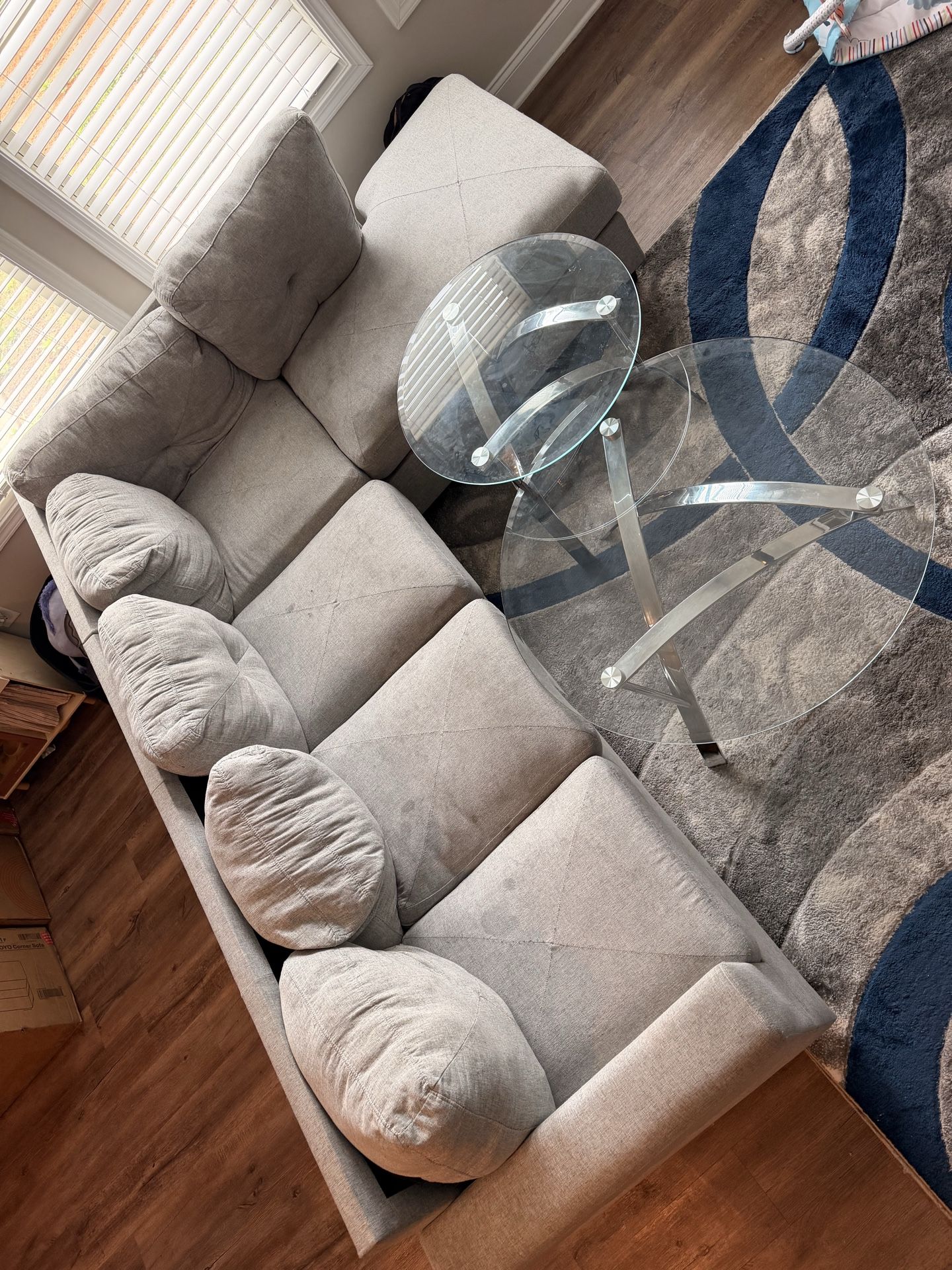 Couch with 2 glass tables