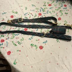Plaid Dog Leash And Collar 