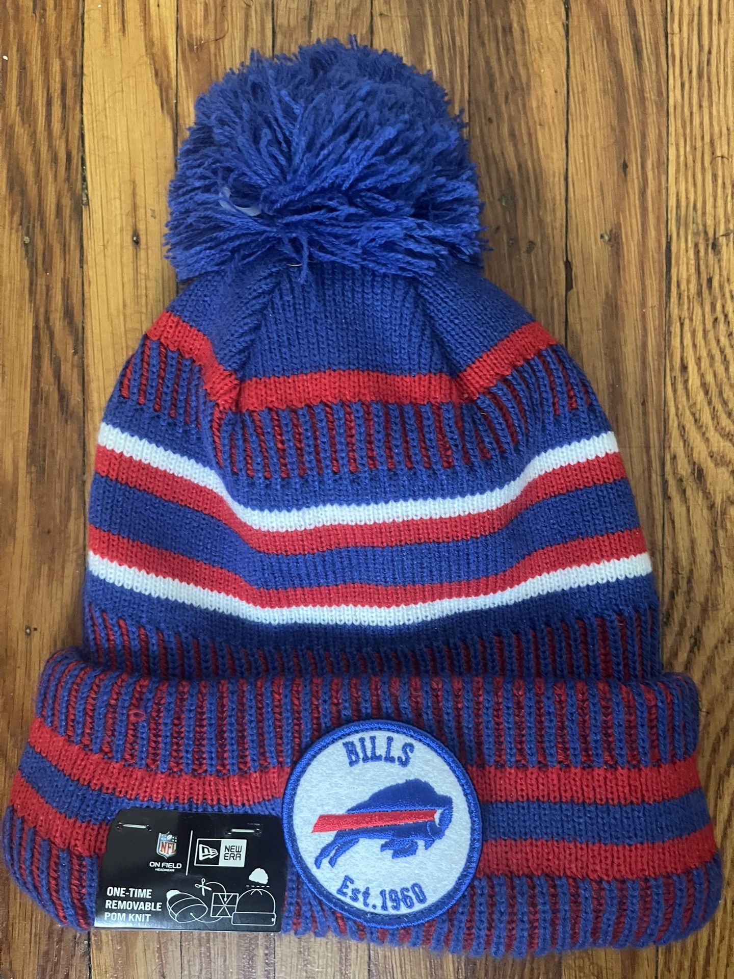 New Era Buffalo Bills Red & Blue Knit Beanie w/ Pom – New