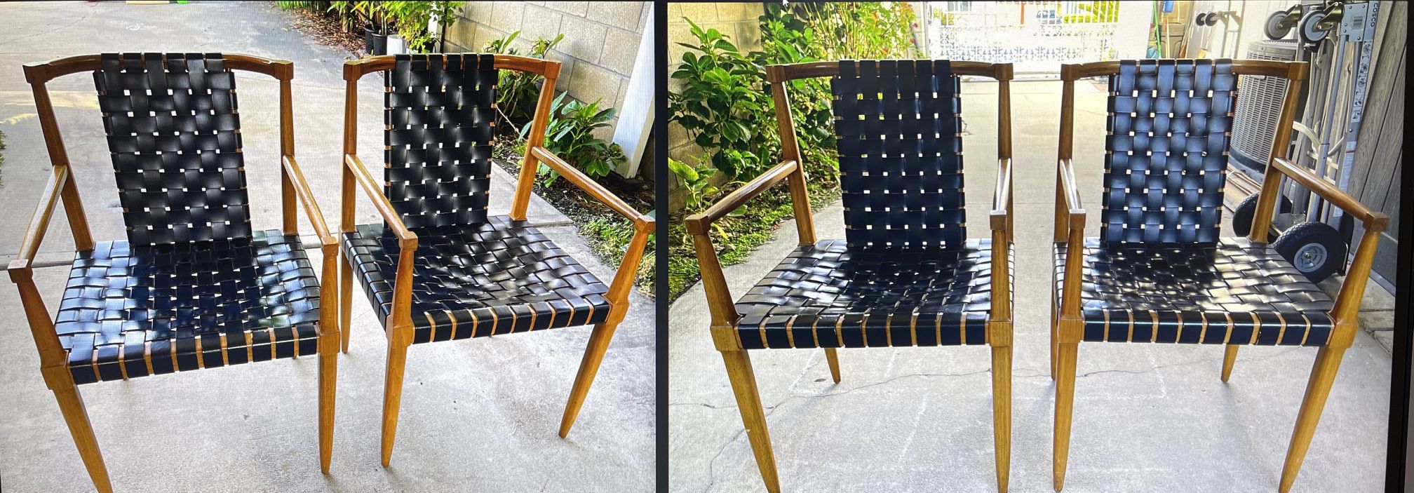 4 Set- Tomlinson ‘Sophisticate Line’ - Black Strap Leather Chair - Vintage Mid Century Modern MCM