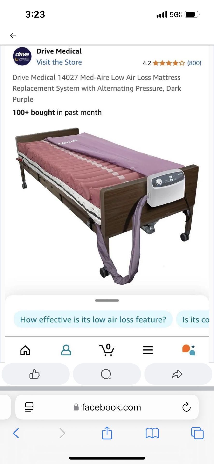 Drive Medical 14027 Med-Aire Low Air Loss Mattress Replacement System with Alternating Pressure, Dark Purple
