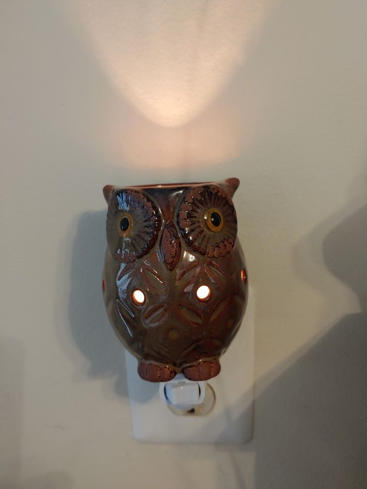 Owl Night Light Lamp Ceramic Decor Wall Plug Animal