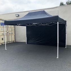 New $160 Heavy Duty 10x15 FT Canopy with (1 Sidewall) EZ PopUp Party Tent w/ Carry Bag (White, Black)